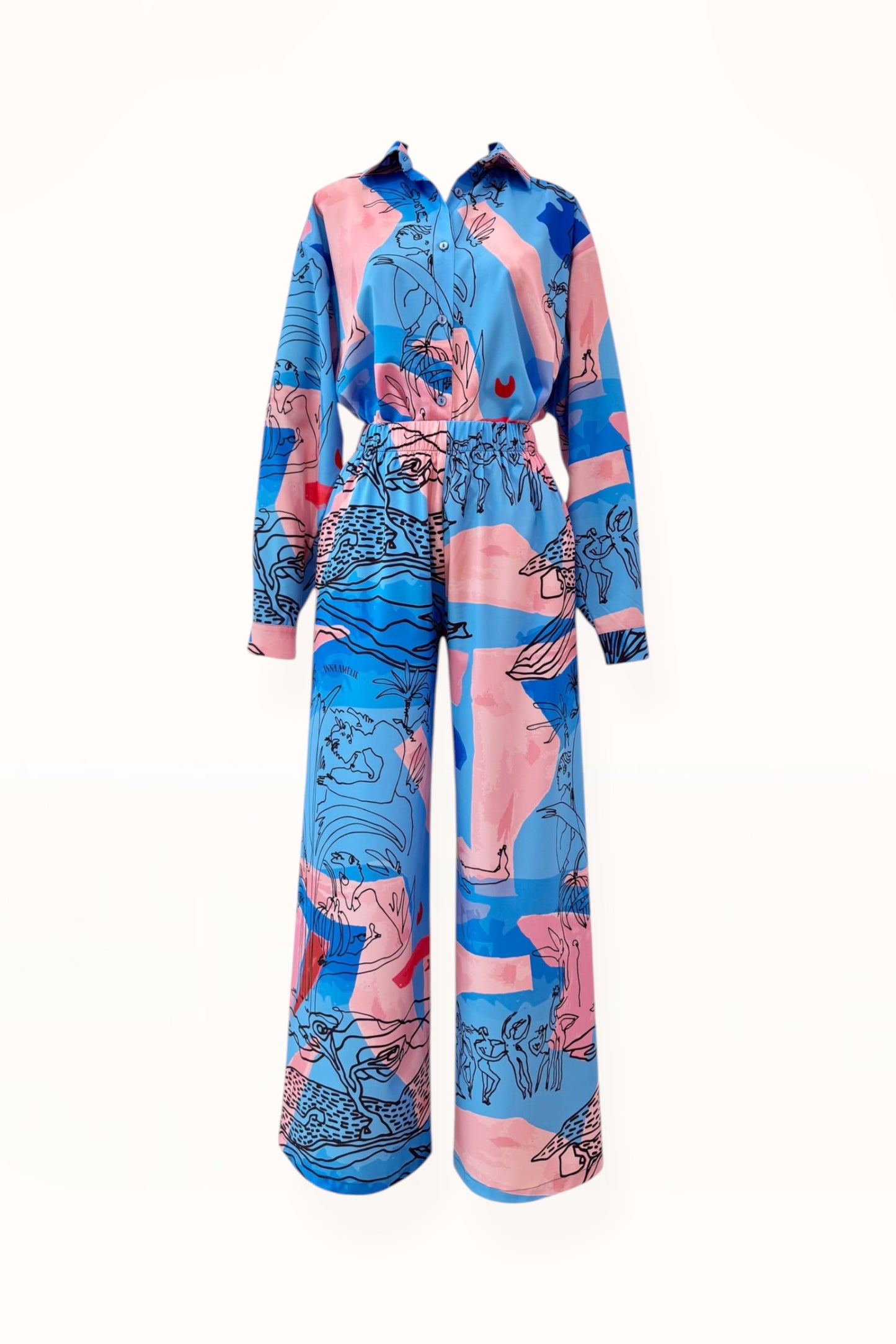 BUTTON DOWN SHIRT - "EDEN PRINT" | BLUE & PINK