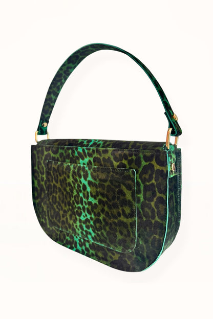 AUDREY BAG - LEOPARD PRINT GREEN HORSEHAIR LEATHER