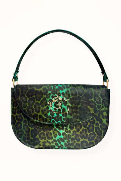 AUDREY BAG - LEOPARD PRINT GREEN HORSEHAIR LEATHER