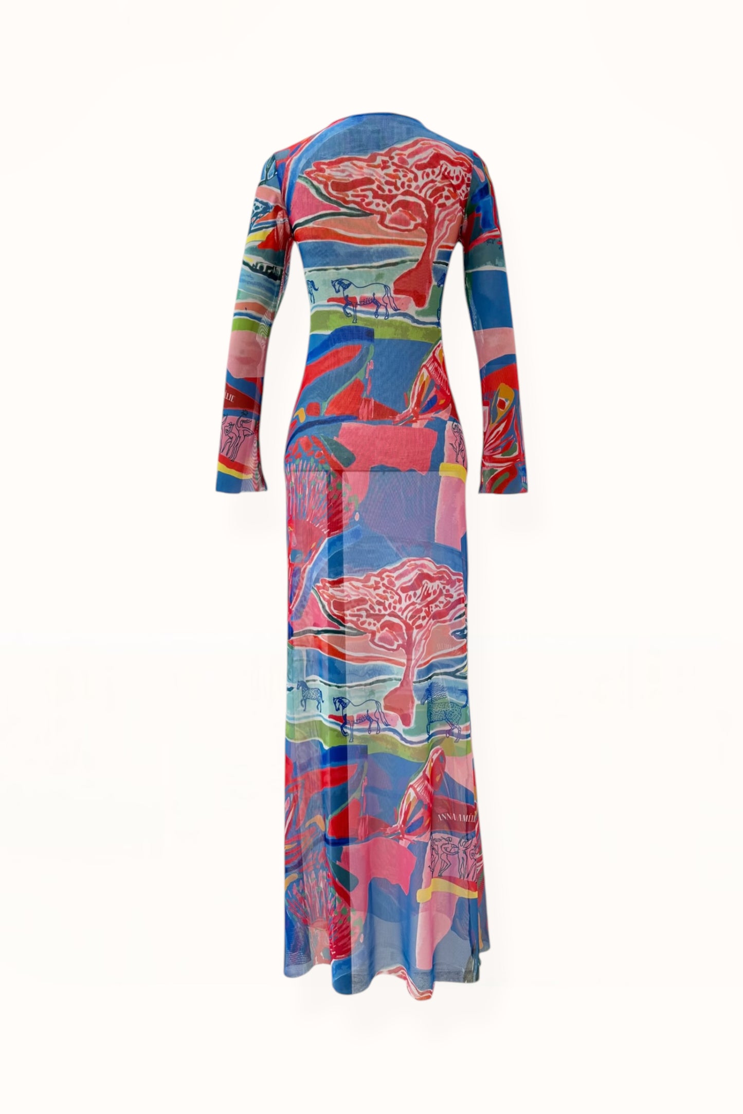V-NECK MESH DRESS - “PACIFIST PRINT” | WATERCOLOR