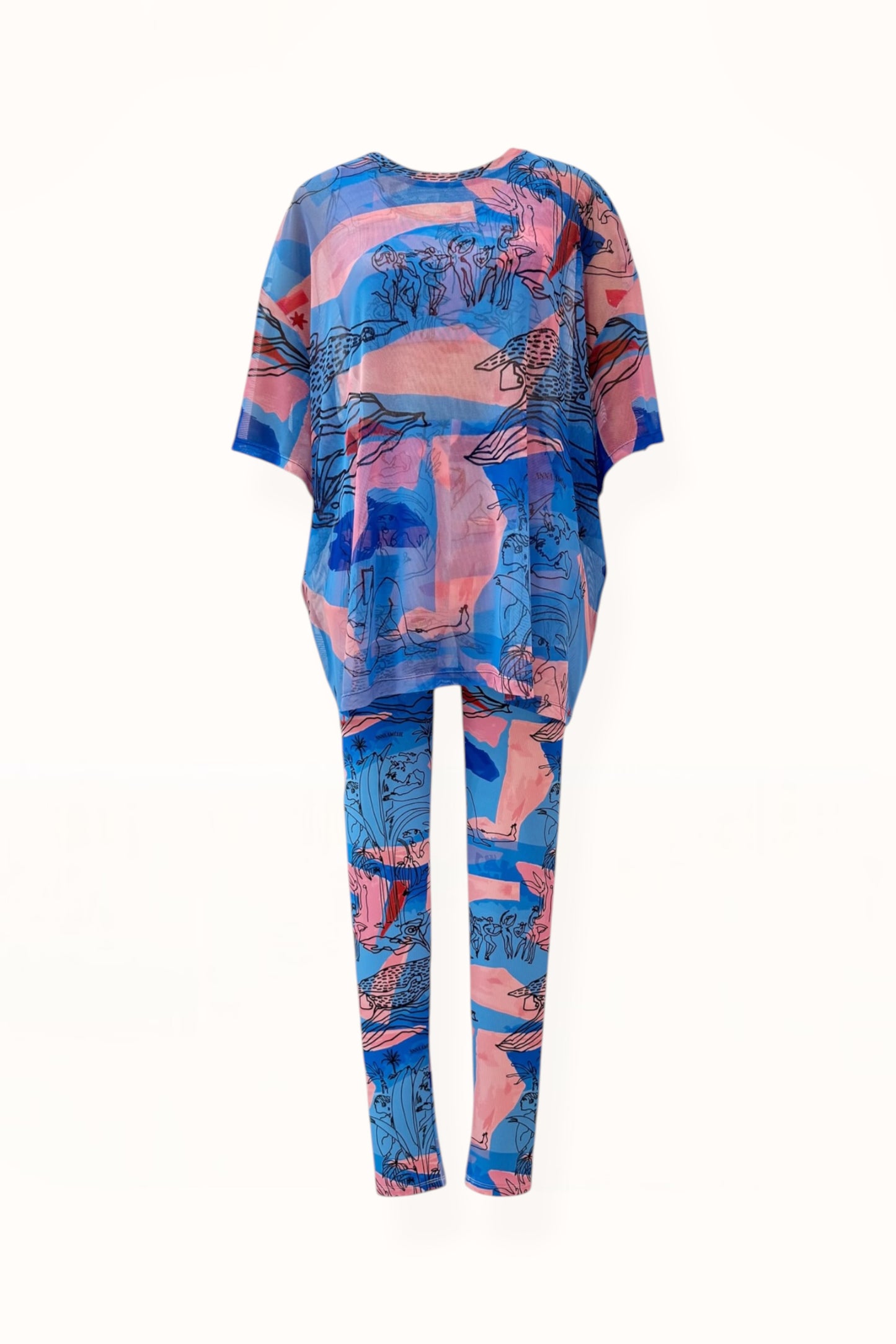 ACTIVEWEAR RIBBED SET – "EDEN PRINT" | BLUE & PINK