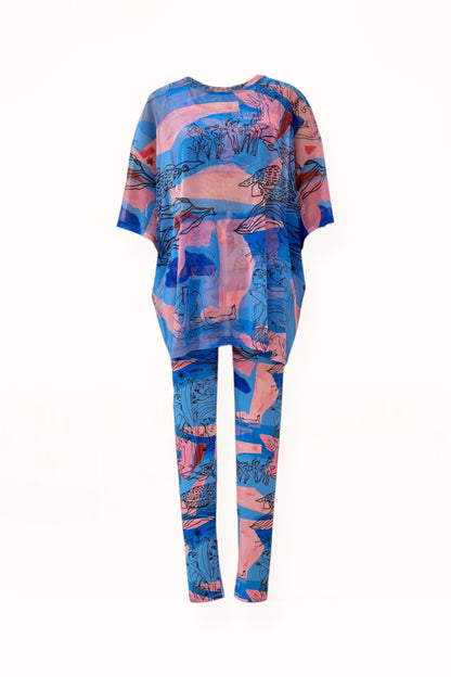 ACTIVEWEAR RIBBED SET – "EDEN PRINT" | BLUE & PINK