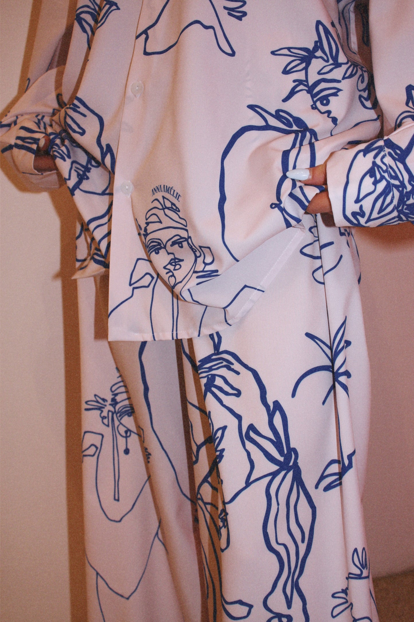 BUTTON DOWN SHIRT  - “ARCADIA PRINT” | BLUE & OFF WHITE 