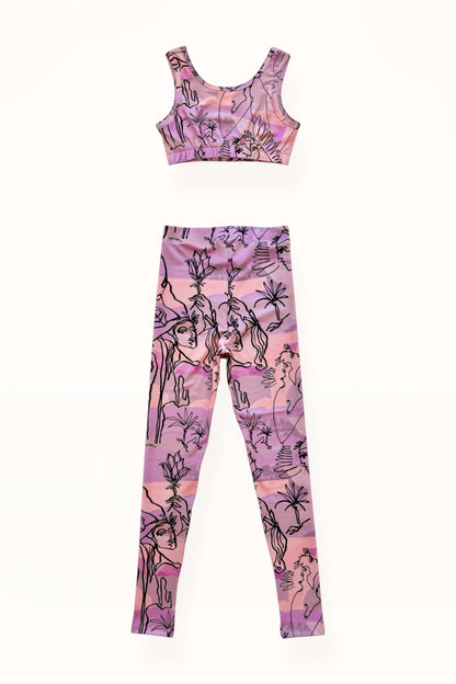 ACTIVEWEAR RIBBED SET – “EDEN PRINT” | LILAC & PINK