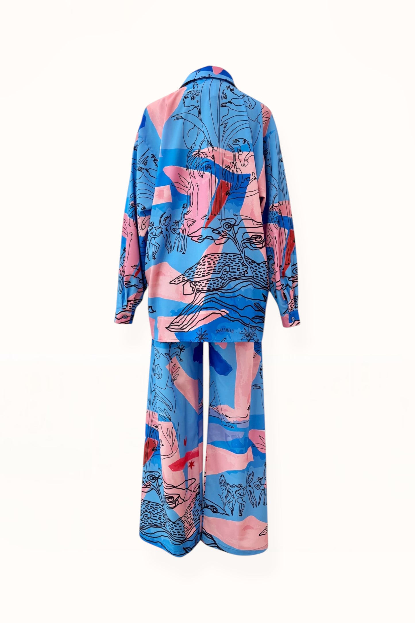 BUTTON DOWN SHIRT  - "EDEN PRINT" | BLUE & PINK 