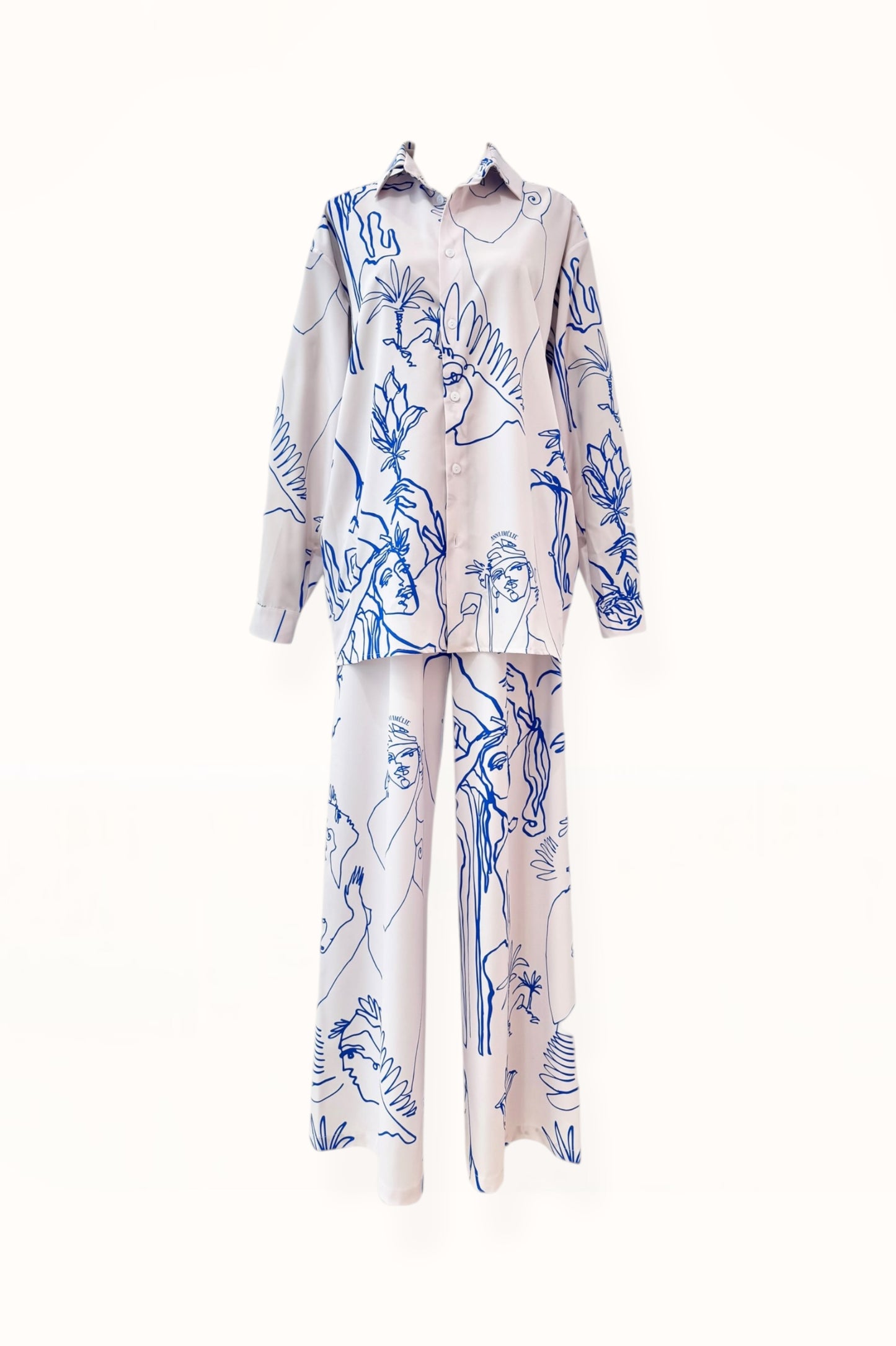 BUTTON DOWN SHIRT  - “ARCADIA PRINT” | BLUE & OFF WHITE 