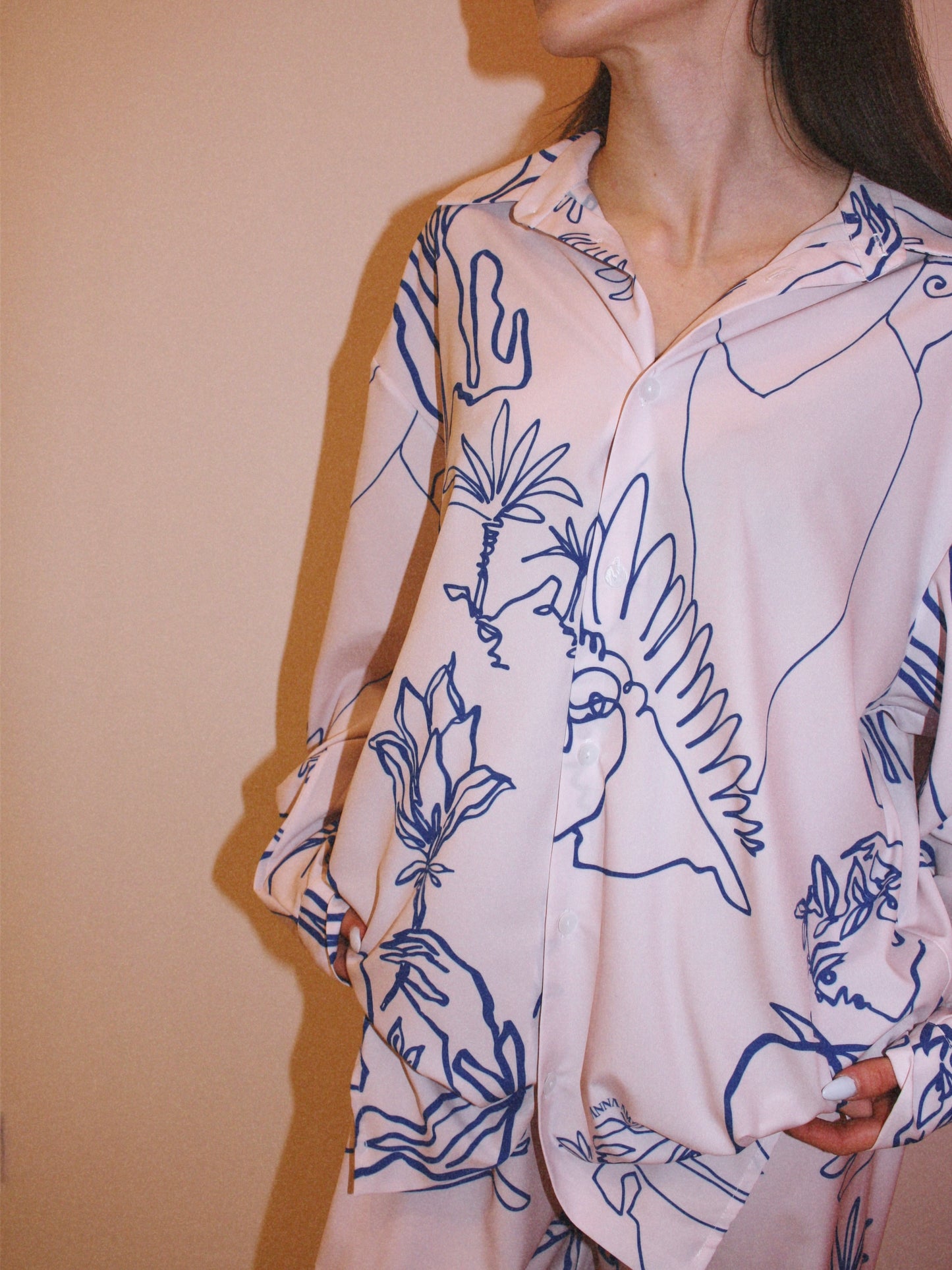BUTTON DOWN SHIRT  - “ARCADIA PRINT” | BLUE & OFF WHITE 