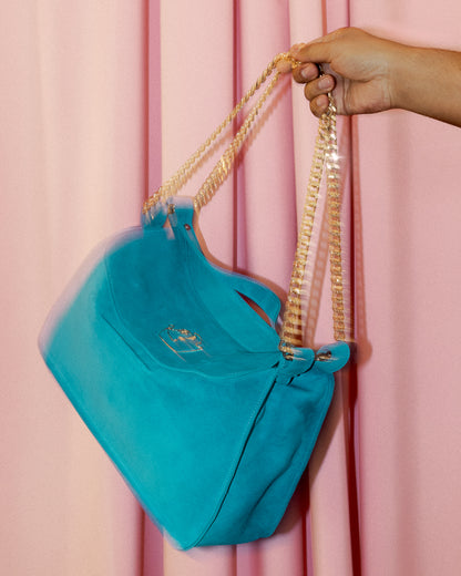 MARINA BAG - AZURE BLUE SUEDE LEATHER