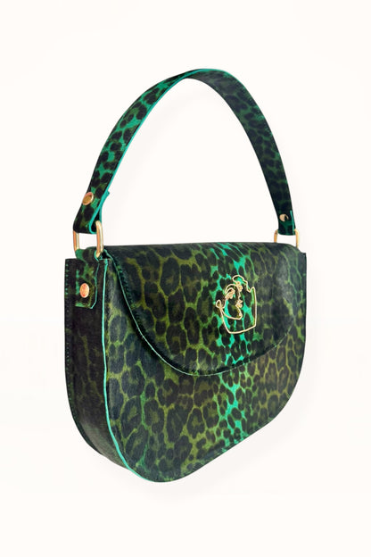 AUDREY BAG - LEOPARD PRINT GREEN HORSEHAIR LEATHER