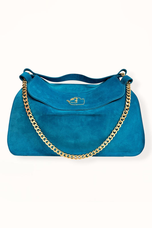 MARINA BAG - AZURE BLUE SUEDE LEATHER