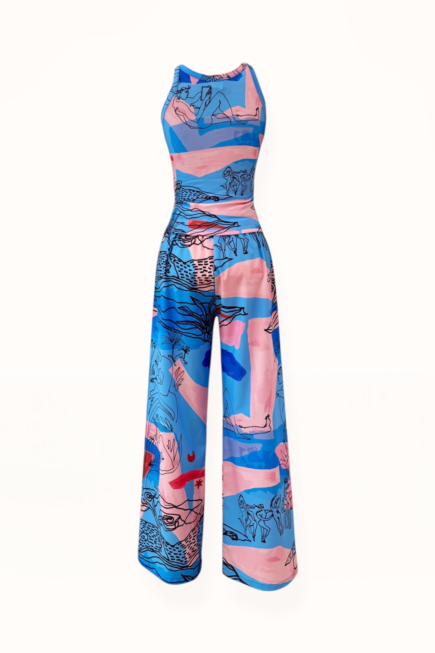 JERSEY TANK TOP  - "EDEN PRINT" | BLUE & PINK