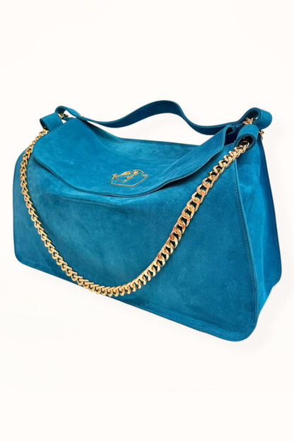 MARINA BAG - AZURE BLUE SUEDE LEATHER