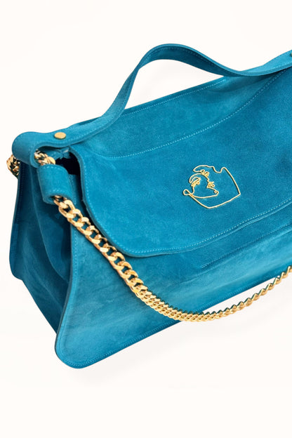 MARINA BAG - AZURE BLUE SUEDE LEATHER