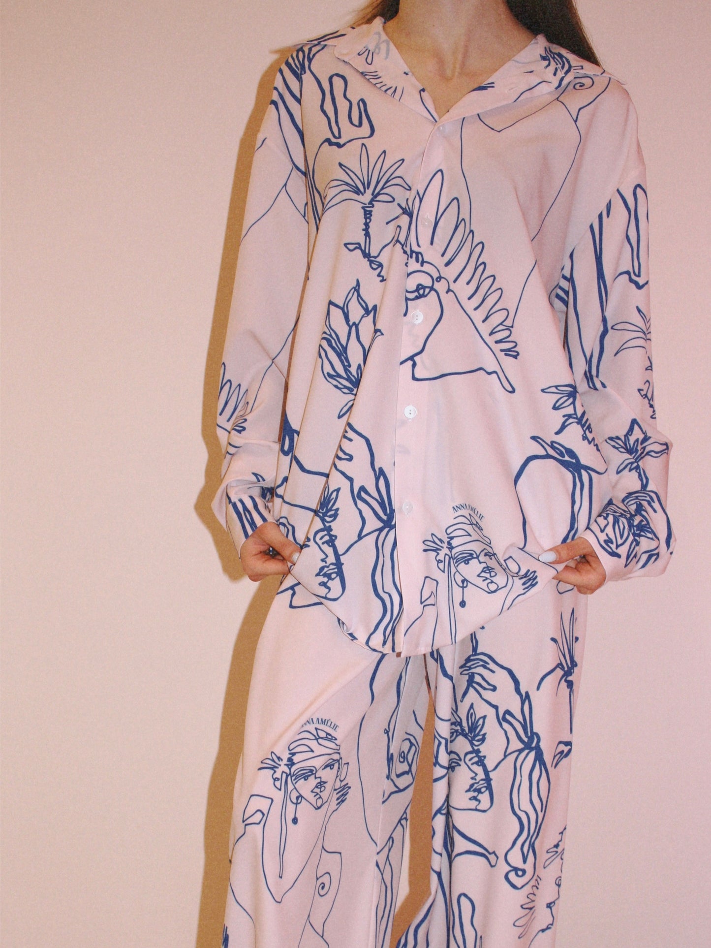 STRAIGHT CUT PANTS - “ARCADIA PRINT” | BLUE & OFF WHITE 