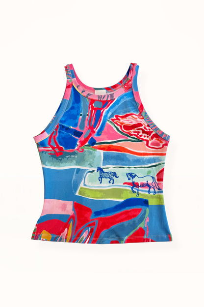 JERSEY TANK TOP  - “PACIFIST PRINT” | WATERCOLOR