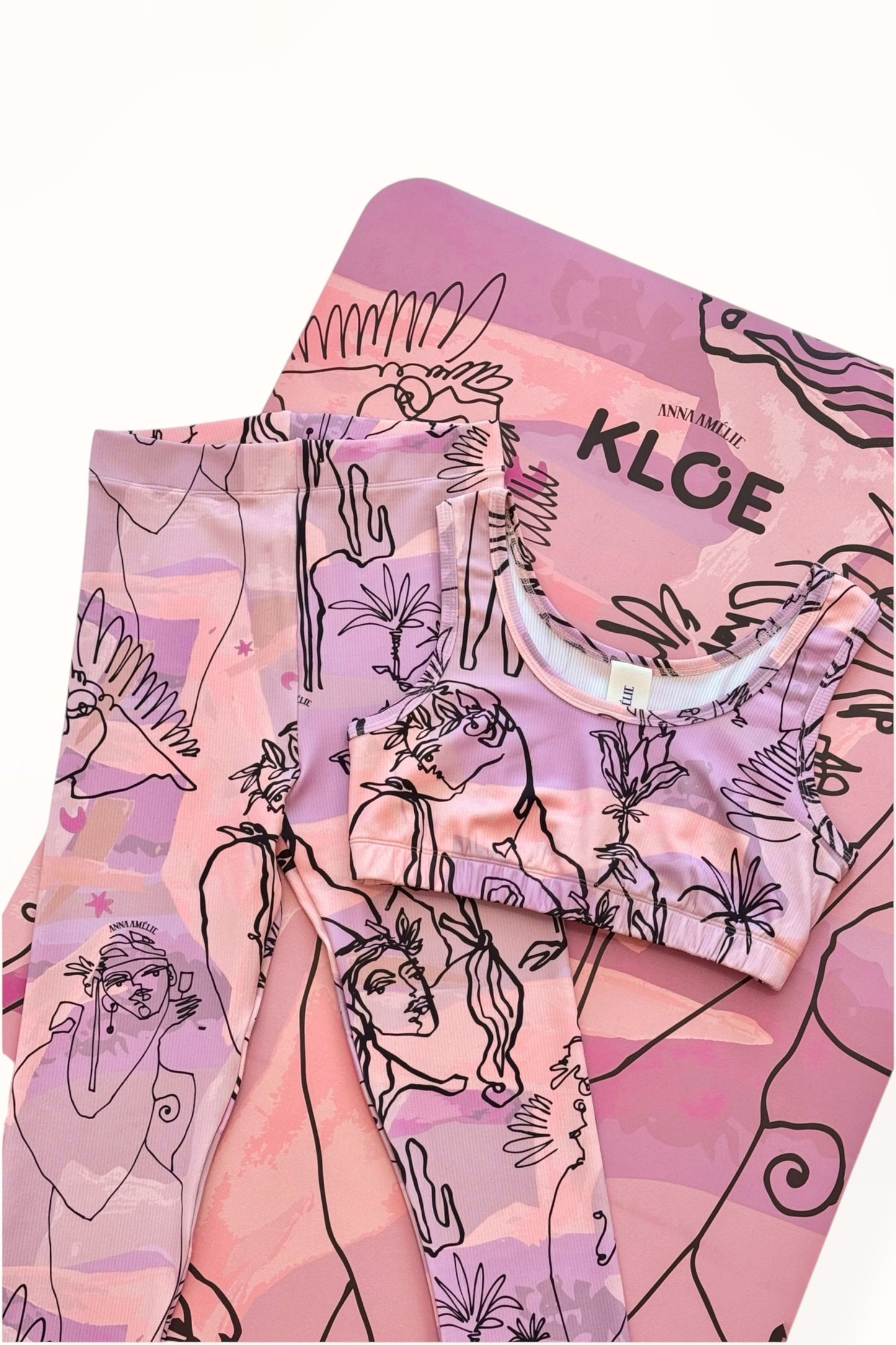 ACTIVEWEAR RIBBED SET – “EDEN PRINT” | LILAC & PINK