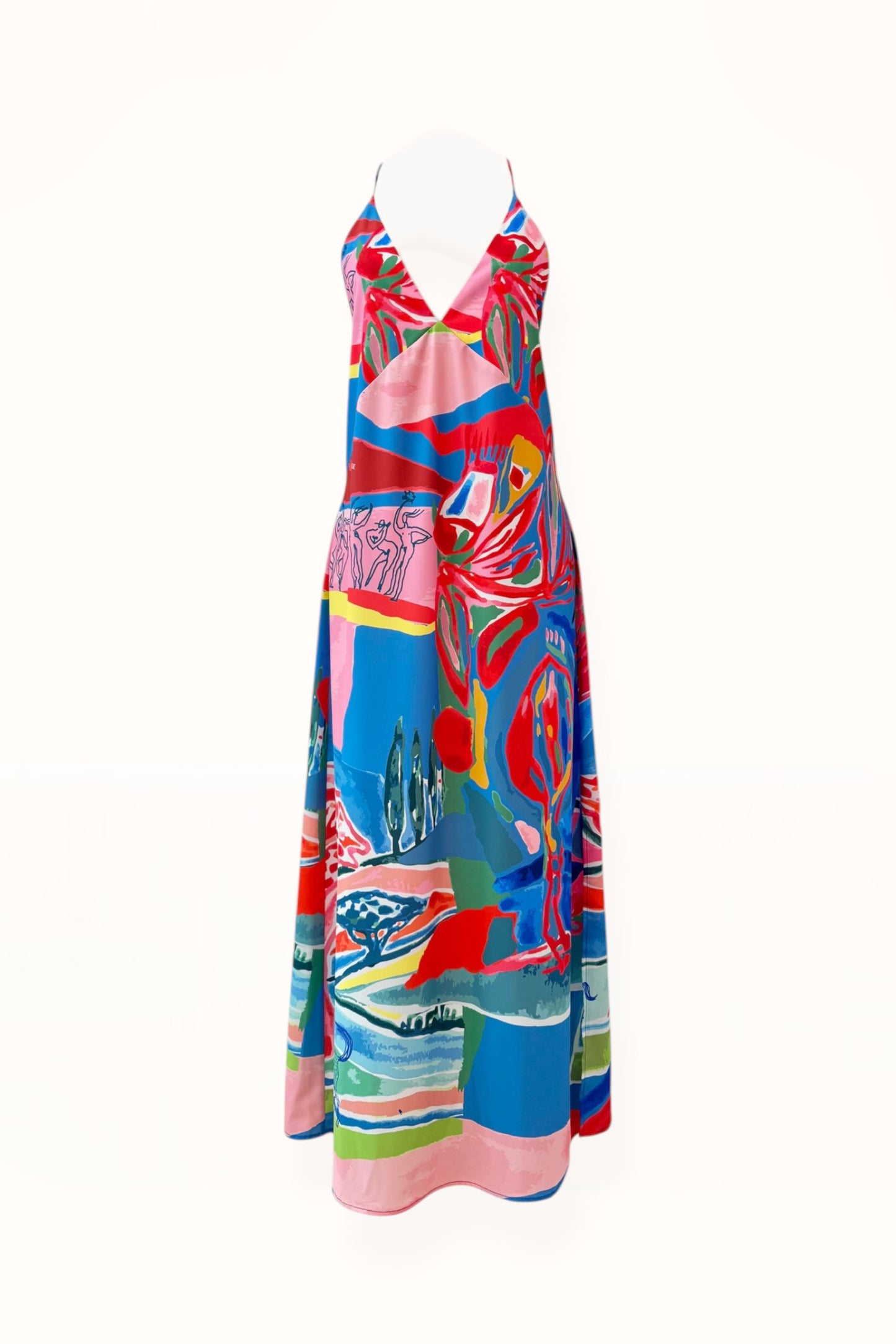 TIE BACK MAXI DRESS - “PACIFIST PRINT” | WATERCOLOR