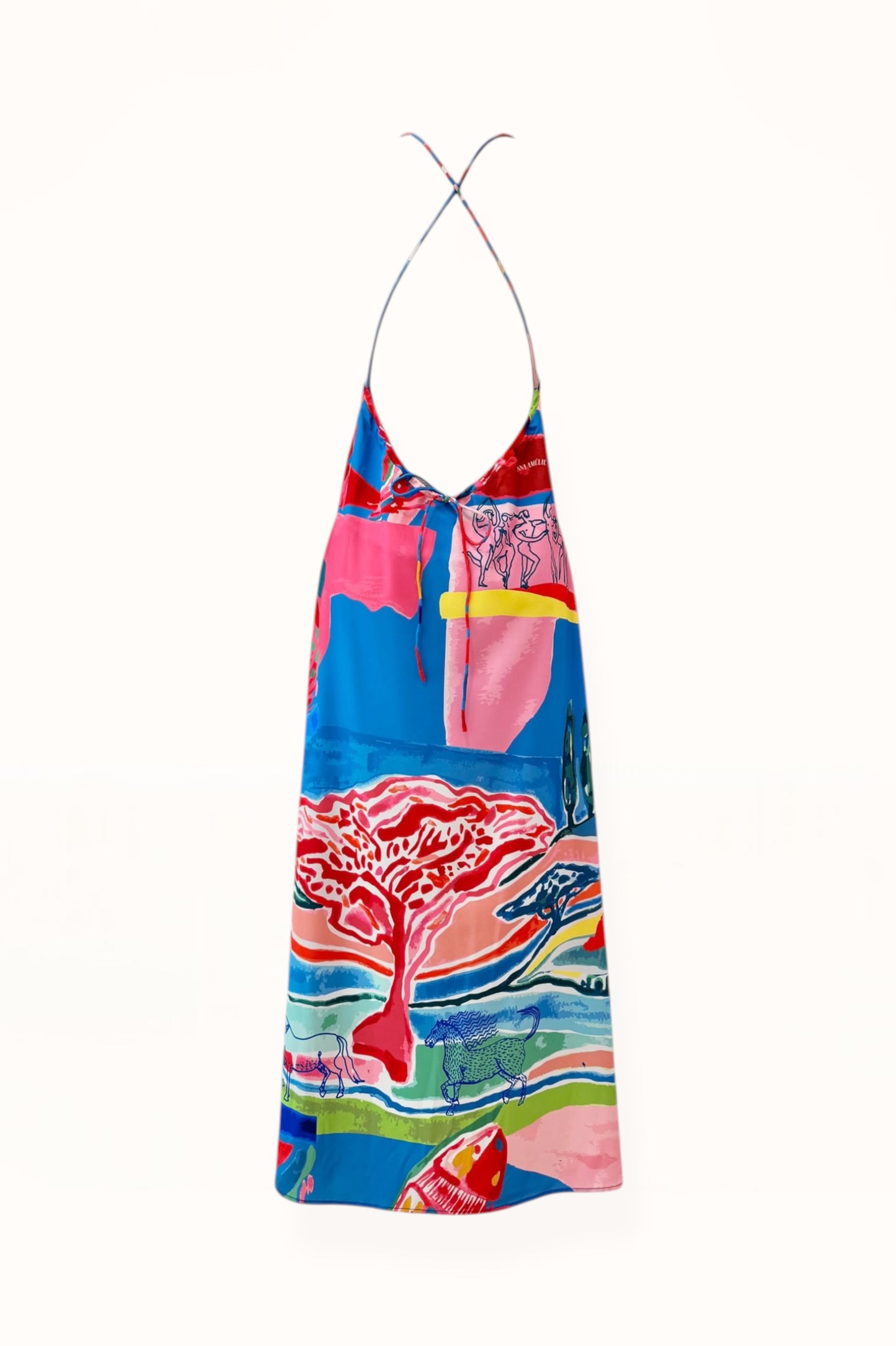 TIE BACK MAXI DRESS - “PACIFIST PRINT” | WATERCOLOR