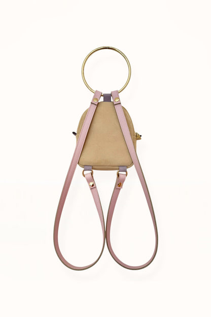 DORA BABY BACKPACK - SOFT BEIGE SUEDE | COLOR BLOCK
