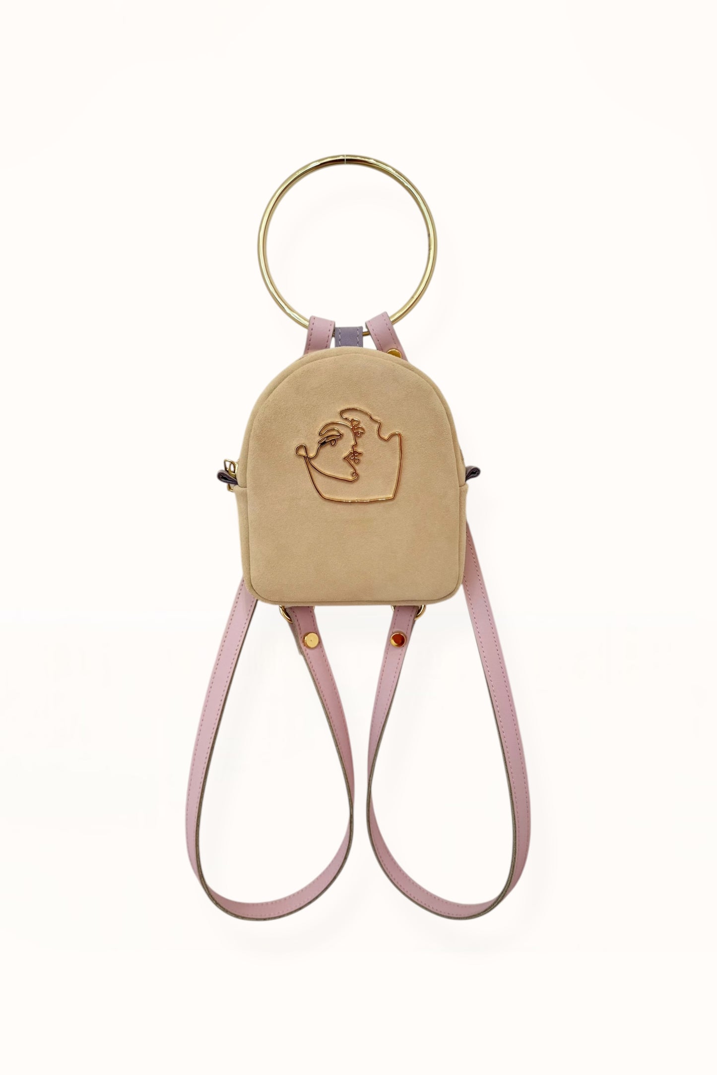 DORA BABY BACKPACK - SOFT BEIGE SUEDE | COLOR BLOCK