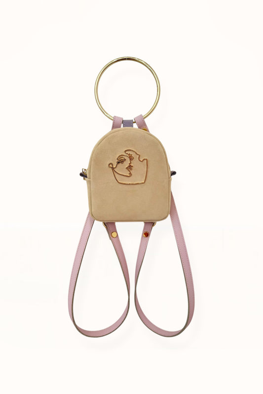 DORA BABY BACKPACK - SOFT BEIGE SUEDE | COLOR BLOCK