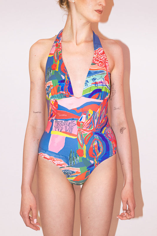 PSARU SWIMSUIT - “PACIFIST PRINT” | WATERCOLOR