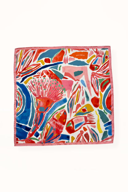 SILK SQUARE SCARF - “ARCADIA FLORAL PRINT” | PINK