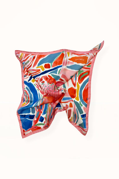 SILK SQUARE SCARF - “ARCADIA FLORAL PRINT” | PINK