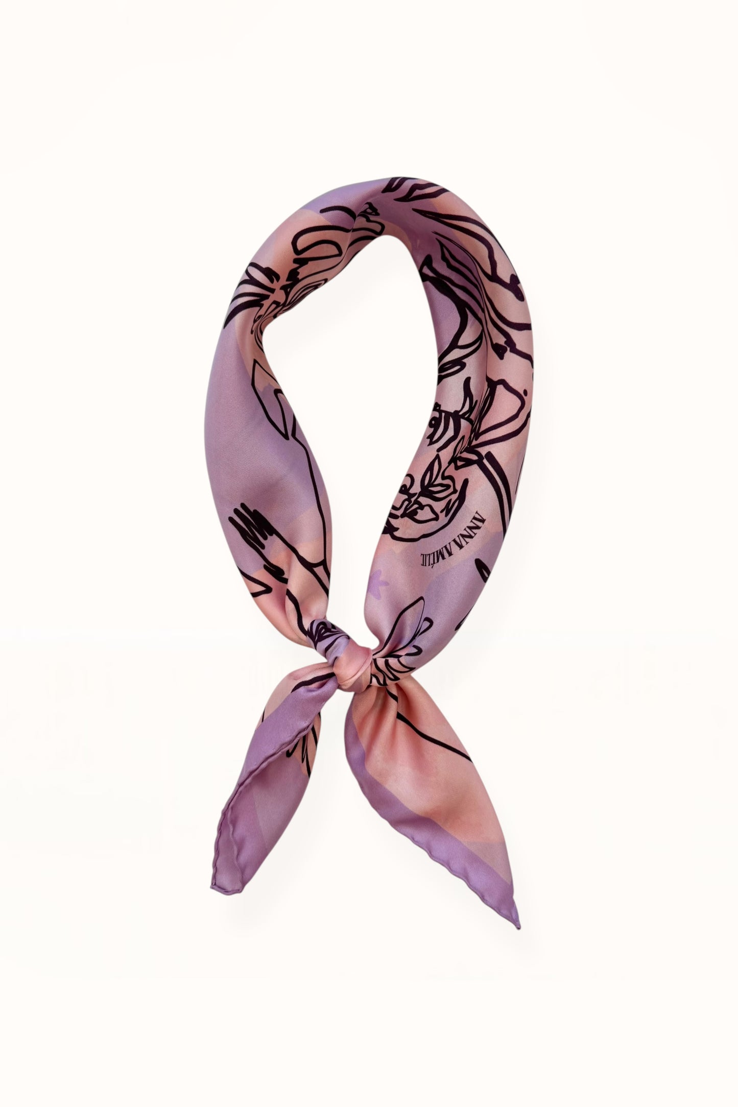 SILK SQUARE SCARF - “EDEN PRINT” | LILAC & PINK
