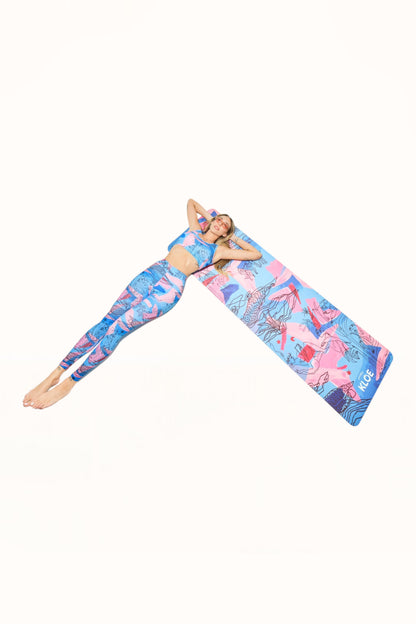 KLOE YOGA & PILATES MAT - “EDEN PRINT” | BLUE & PINK