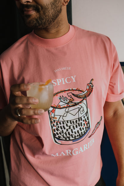 “SPICY MARGARITA” OVERSIZED T-SHIRT | FLAMINGO PINK