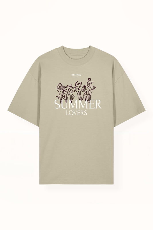“SUMMER LOVERS” OVERSIZED T-SHIRT | TAUPE BEIGE