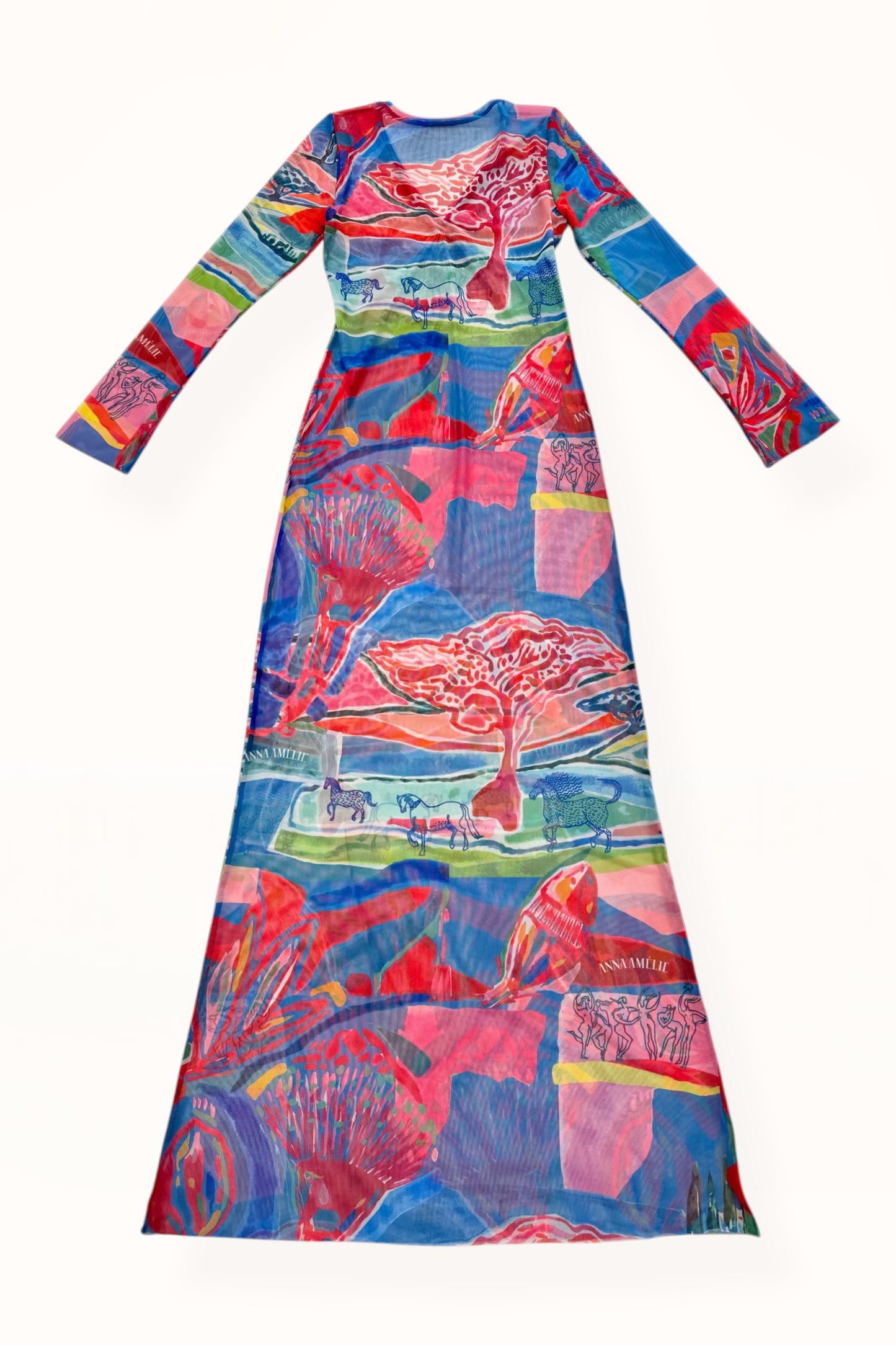 V-NECK MESH DRESS - “PACIFIST PRINT” | WATERCOLOR