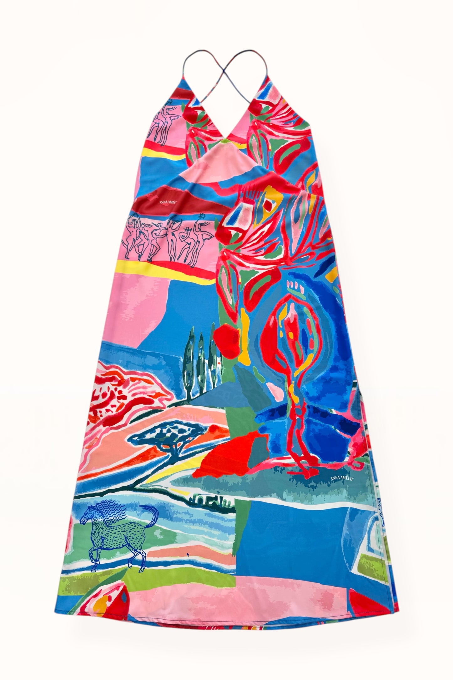 TIE BACK MAXI DRESS - “PACIFIST PRINT” | WATERCOLOR