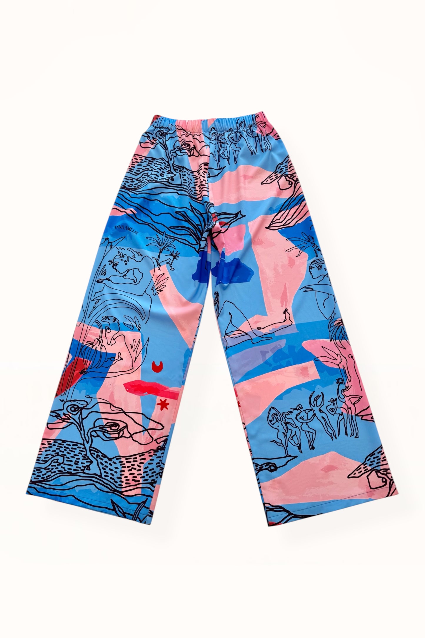 STRAIGHT CUT PANTS - "EDEN PRINT" | BLUE & PINK 