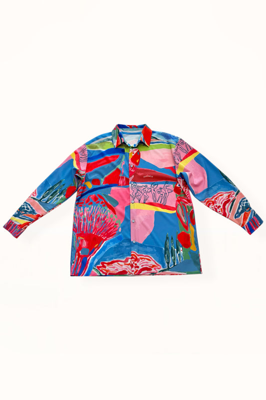 BUTTON DOWN SHIRT  - “PACIFIST PRINT” | WATERCOLOR