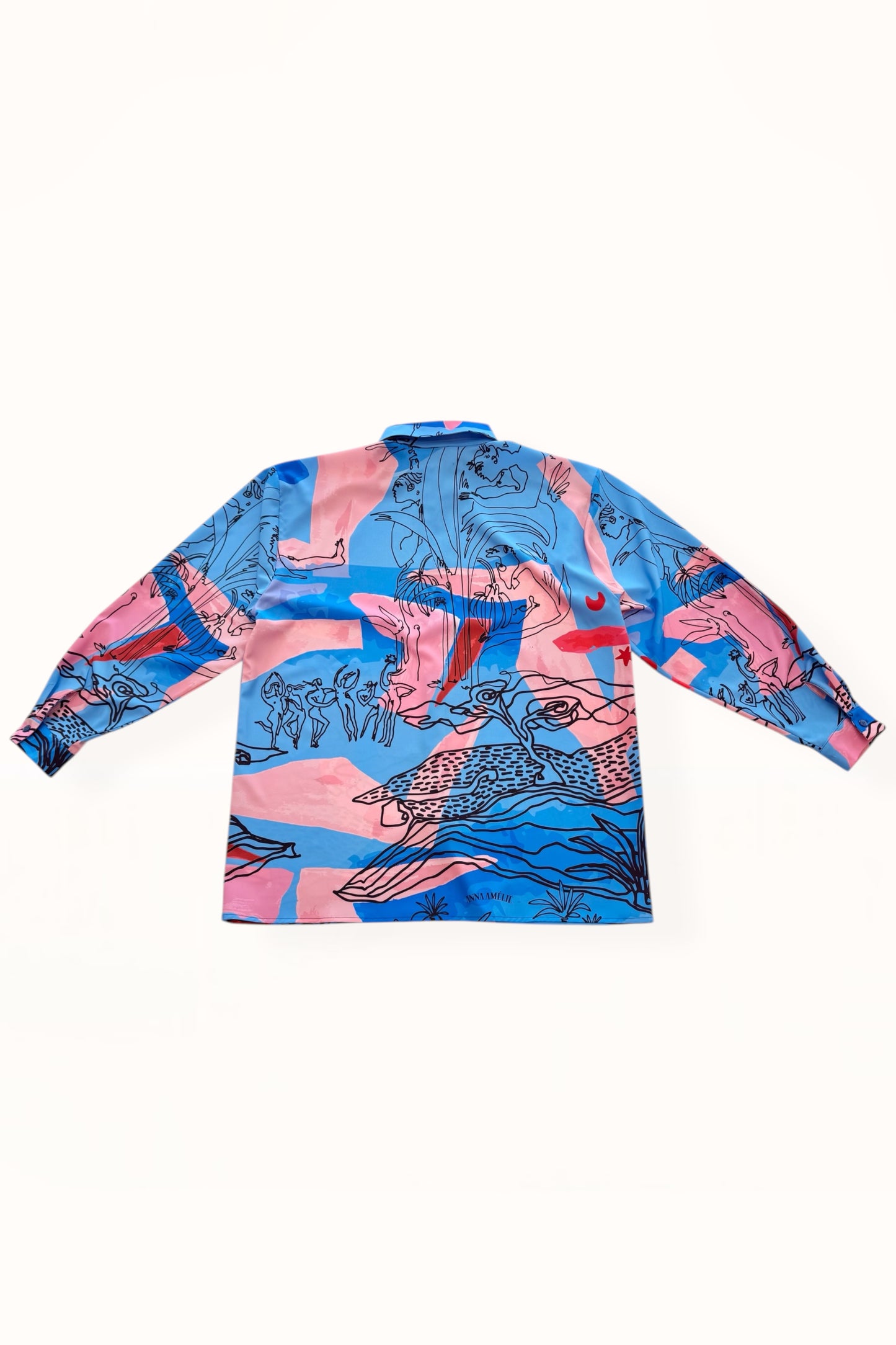 BUTTON DOWN SHIRT  - "EDEN PRINT" | BLUE & PINK 