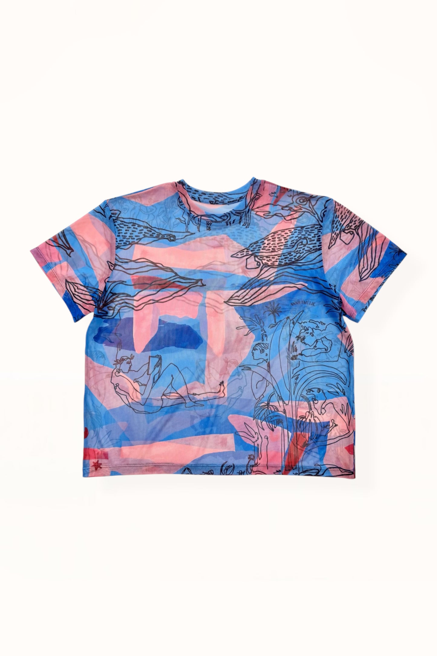 MESH T-SHIRT - "EDEN PRINT" | BLUE & PINK