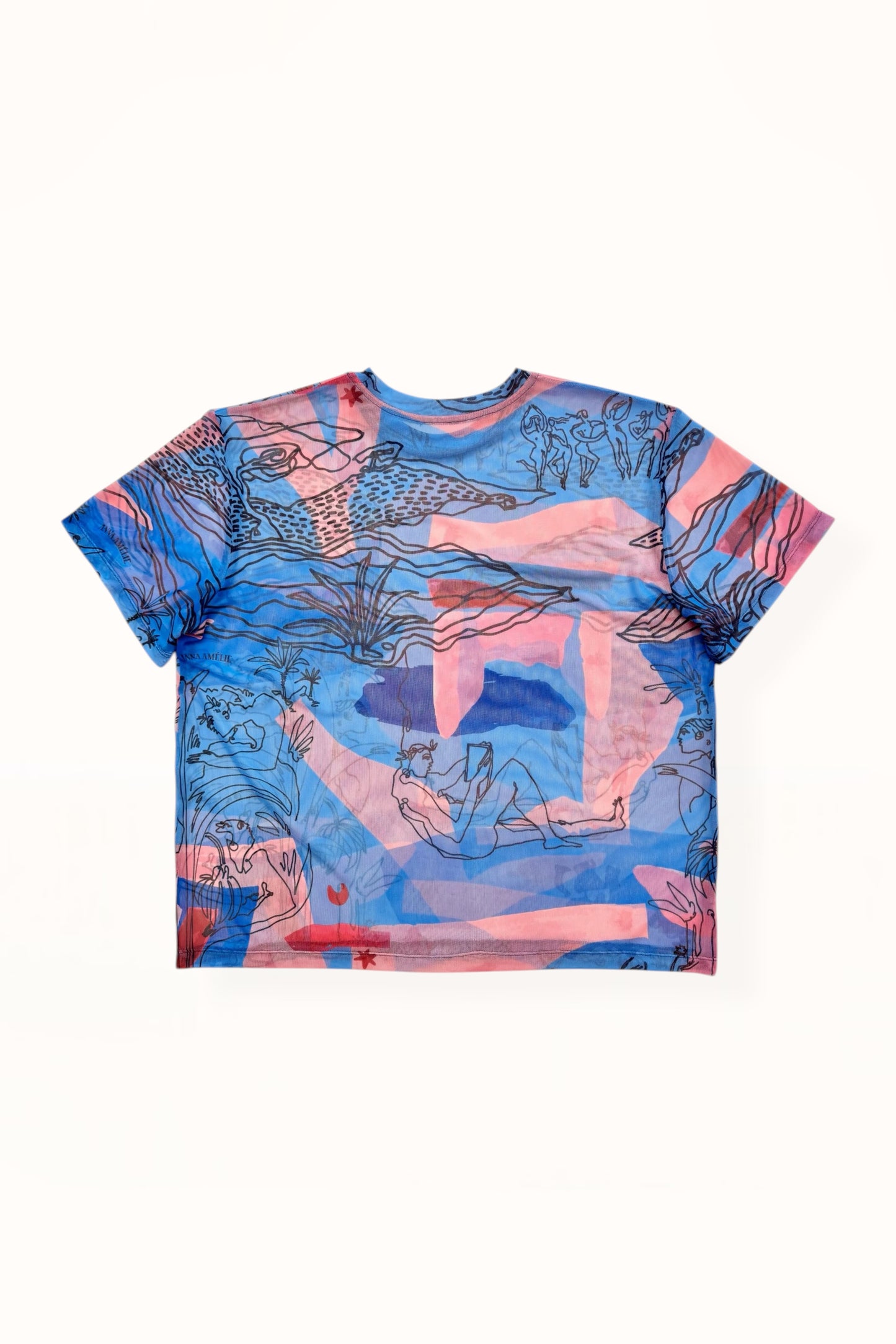 MESH T-SHIRT - "EDEN PRINT" | BLUE & PINK