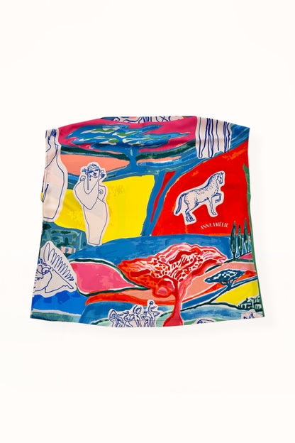 SLEEVELESS BOAT NECK TOP - “ARCADIA PRINT” | PATCHES MULTICOLOR