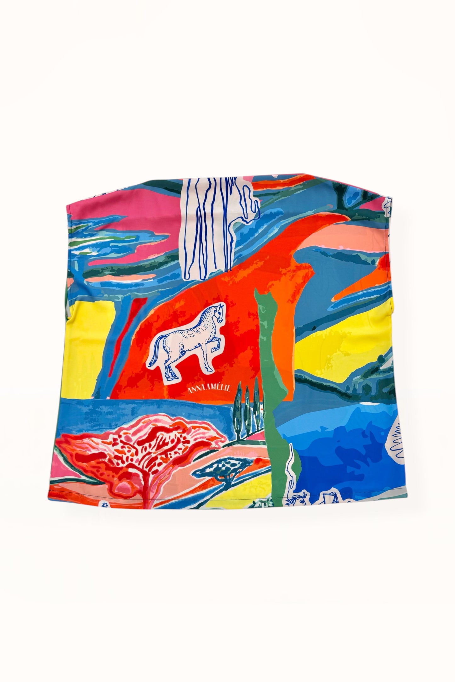 SLEEVELESS BOAT NECK TOP - “ARCADIA PRINT” | PATCHES MULTICOLOR