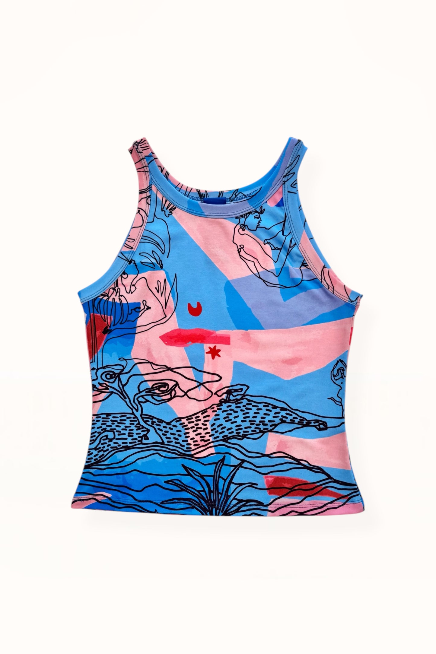JERSEY TANK TOP  - "EDEN PRINT" | BLUE & PINK