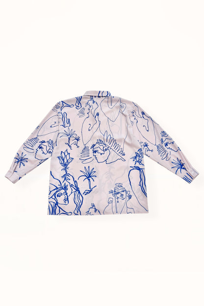 BUTTON DOWN SHIRT  - “ARCADIA PRINT” | BLUE & OFF WHITE 