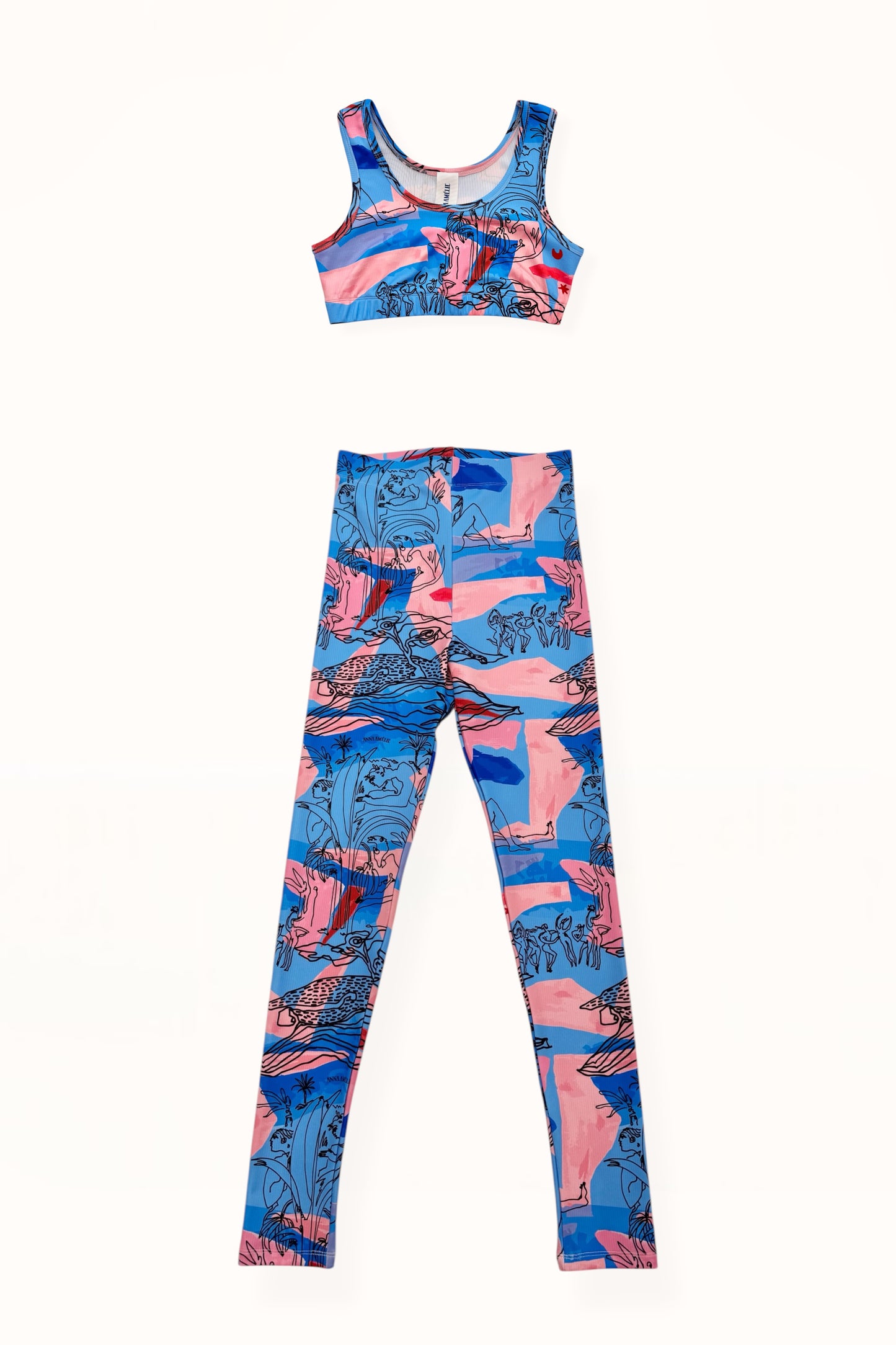 ACTIVEWEAR RIBBED SET – "EDEN PRINT" | BLUE & PINK