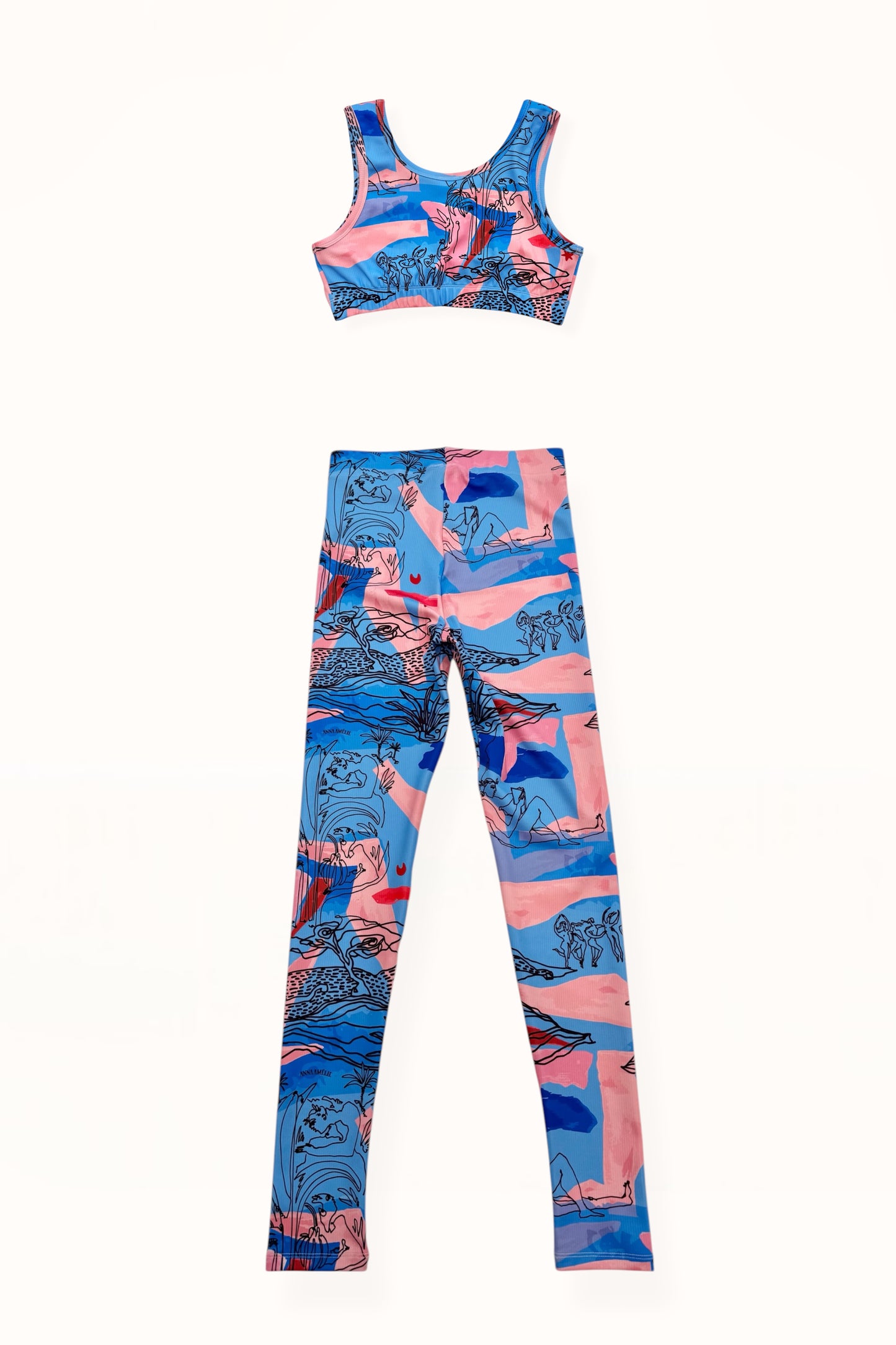 ACTIVEWEAR RIBBED SET – "EDEN PRINT" | BLUE & PINK