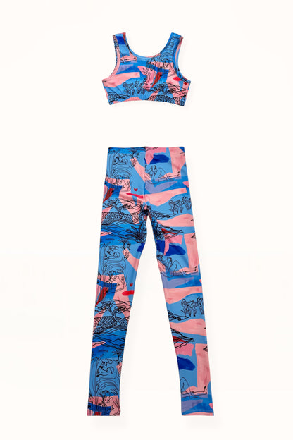 ACTIVEWEAR RIBBED SET – "EDEN PRINT" | BLUE & PINK