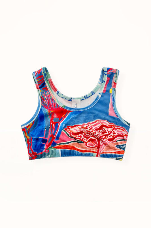 VELVET BRA TOP - “PACIFIST PRINT” | WATERCOLOR
