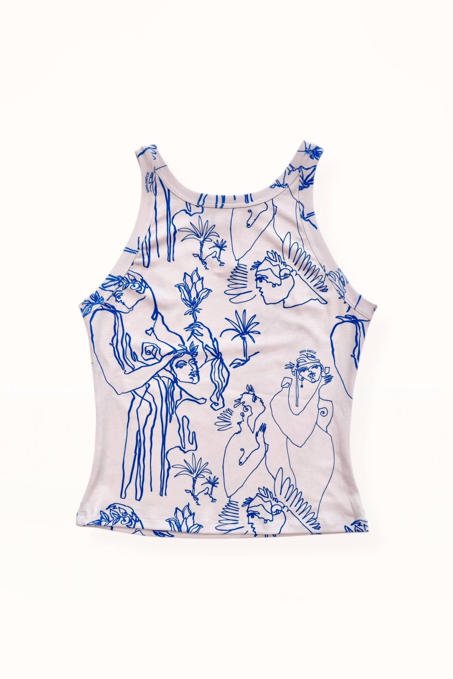 JERSEY TANK TOP  - “ARCADIA PRINT” | BLUE & OFF WHITE