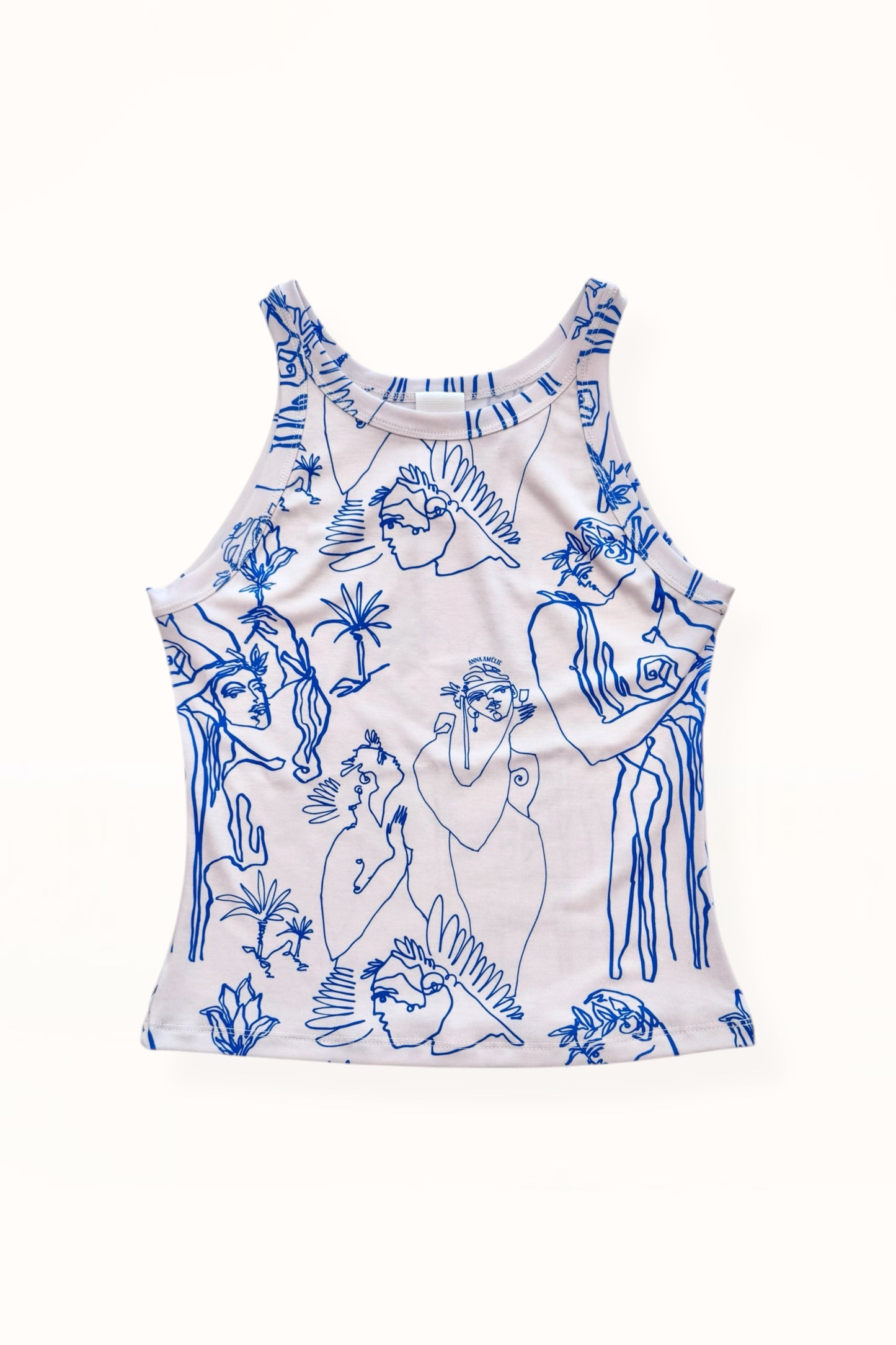 JERSEY TANK TOP  - “ARCADIA PRINT” | BLUE & OFF WHITE