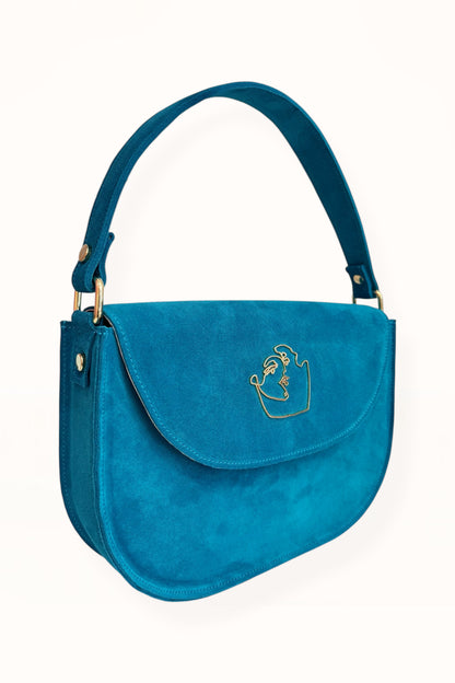 AUDREY BAG - AZURE BLUE SUEDE LEATHER